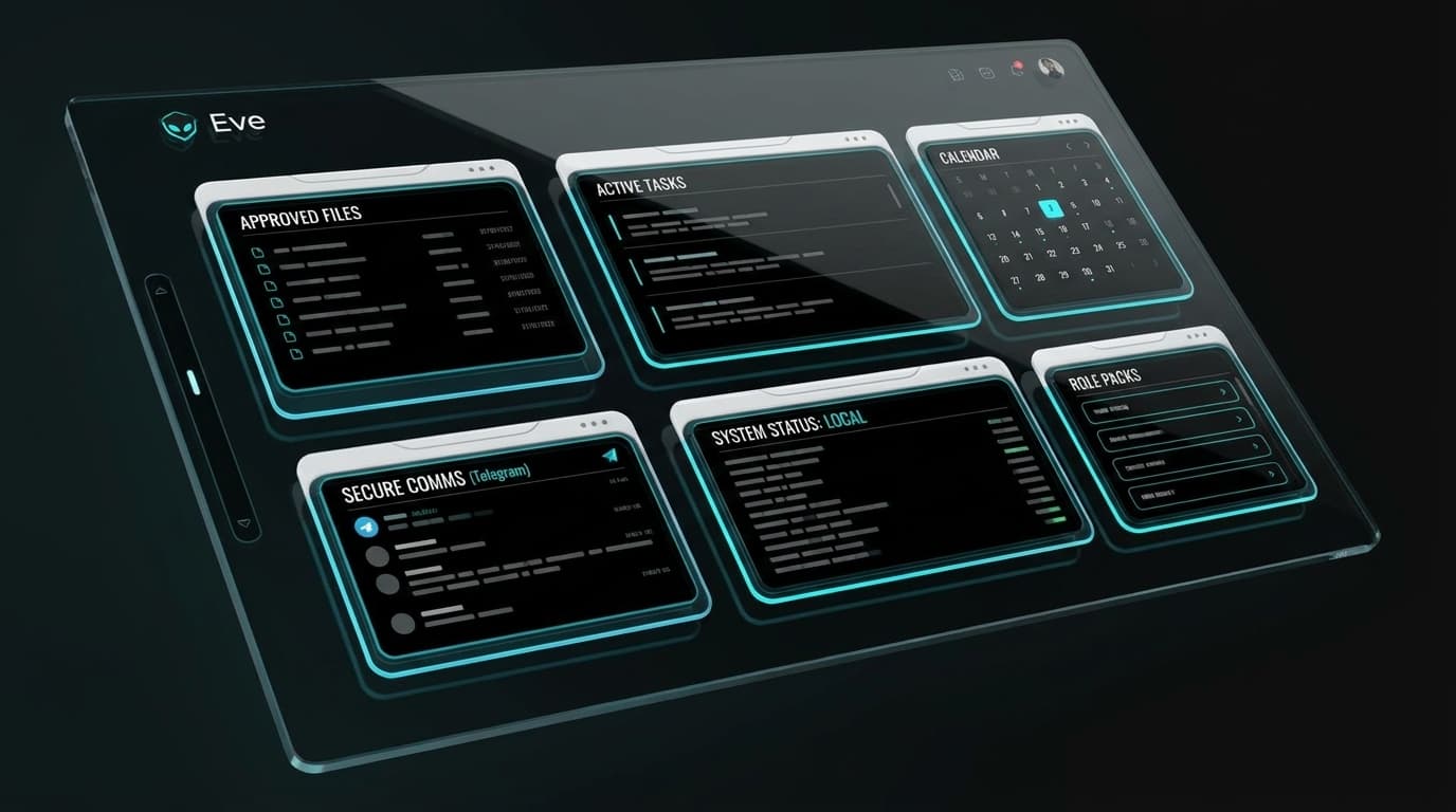 Eve AI dashboard — email, calendar, chat interface